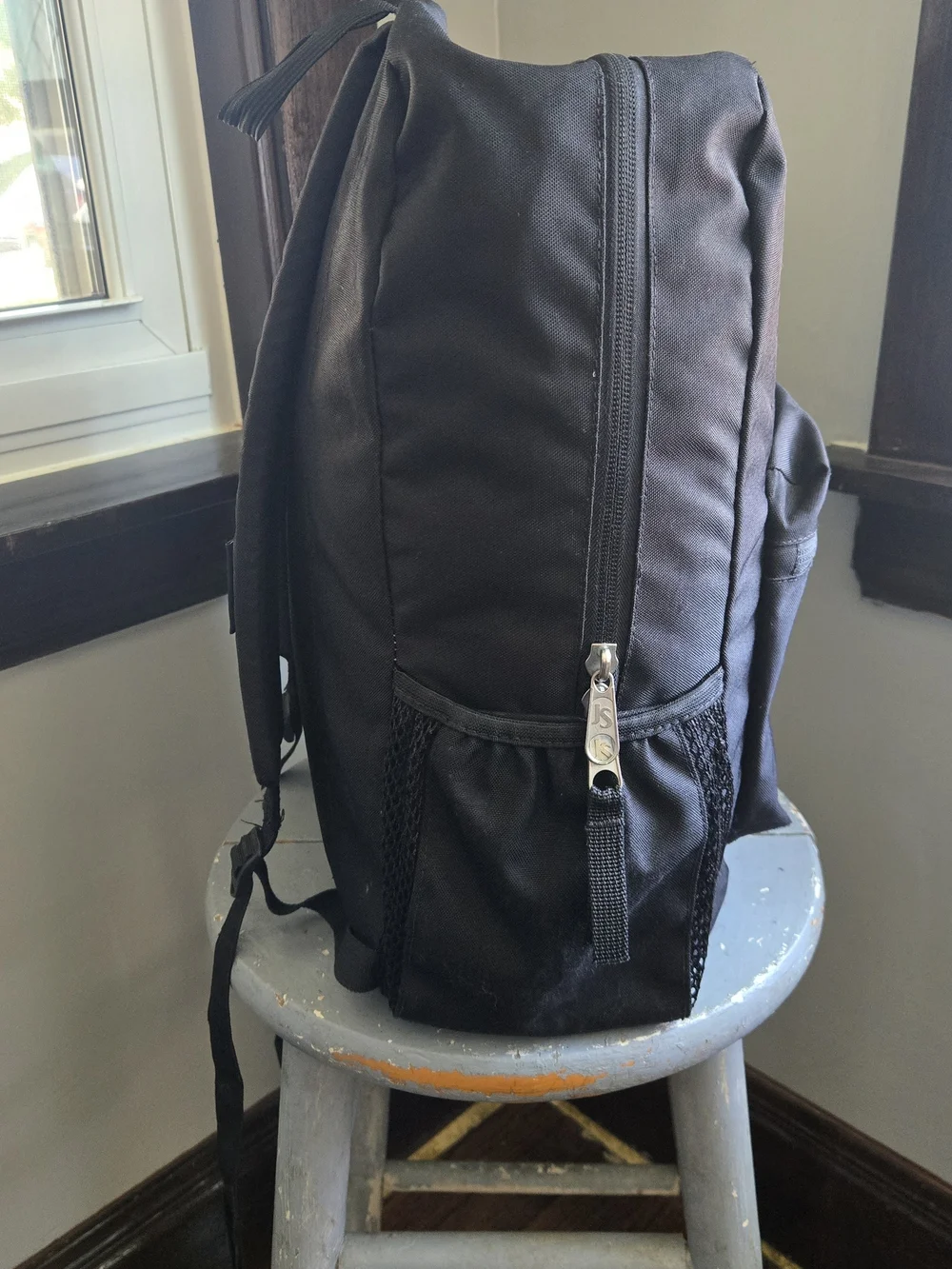 JanSport Black Backpack with Pathways Travels Patch - Men's Bag